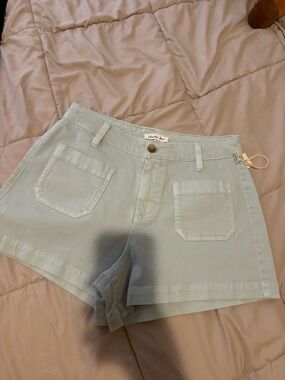 Another Love Pale Blue Denim Patch-Pocket Shorts